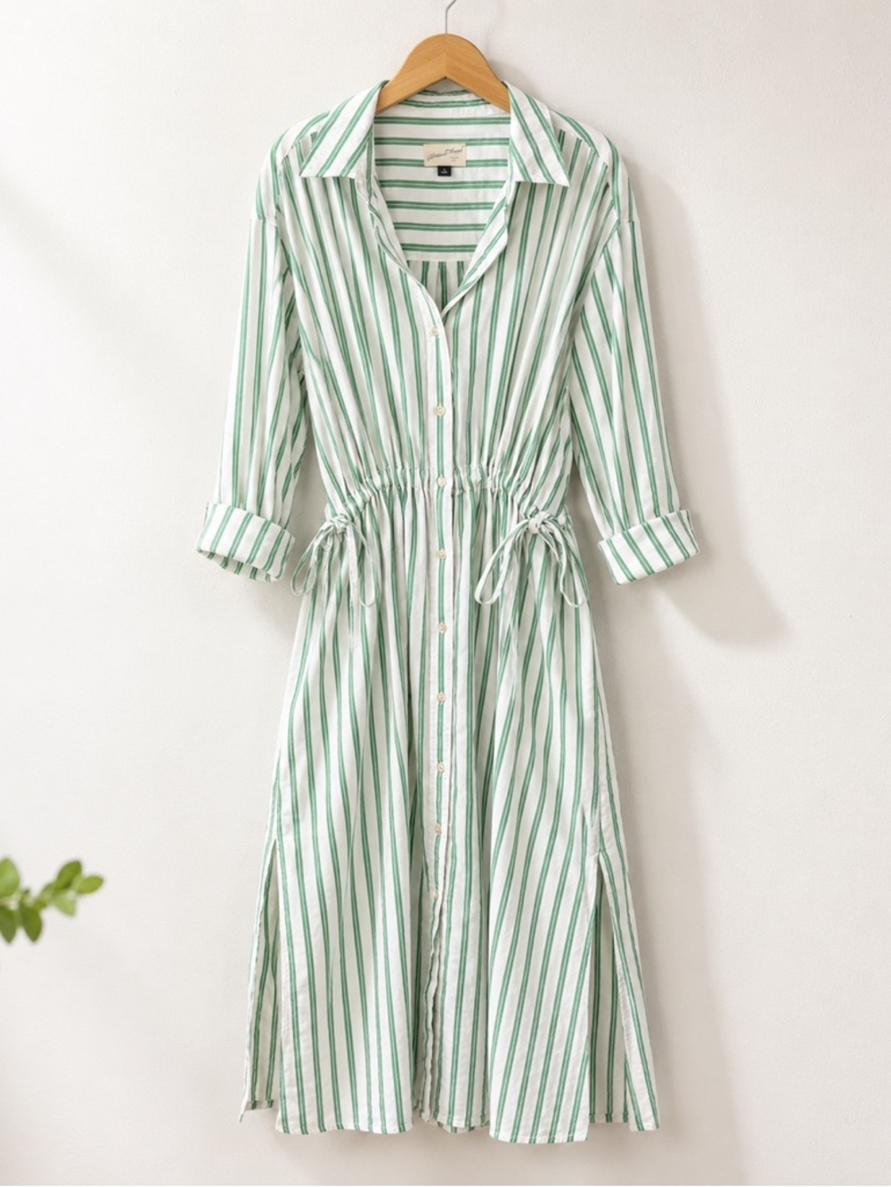 Universal Thread Green and White Striped Maxi Shirt Dress